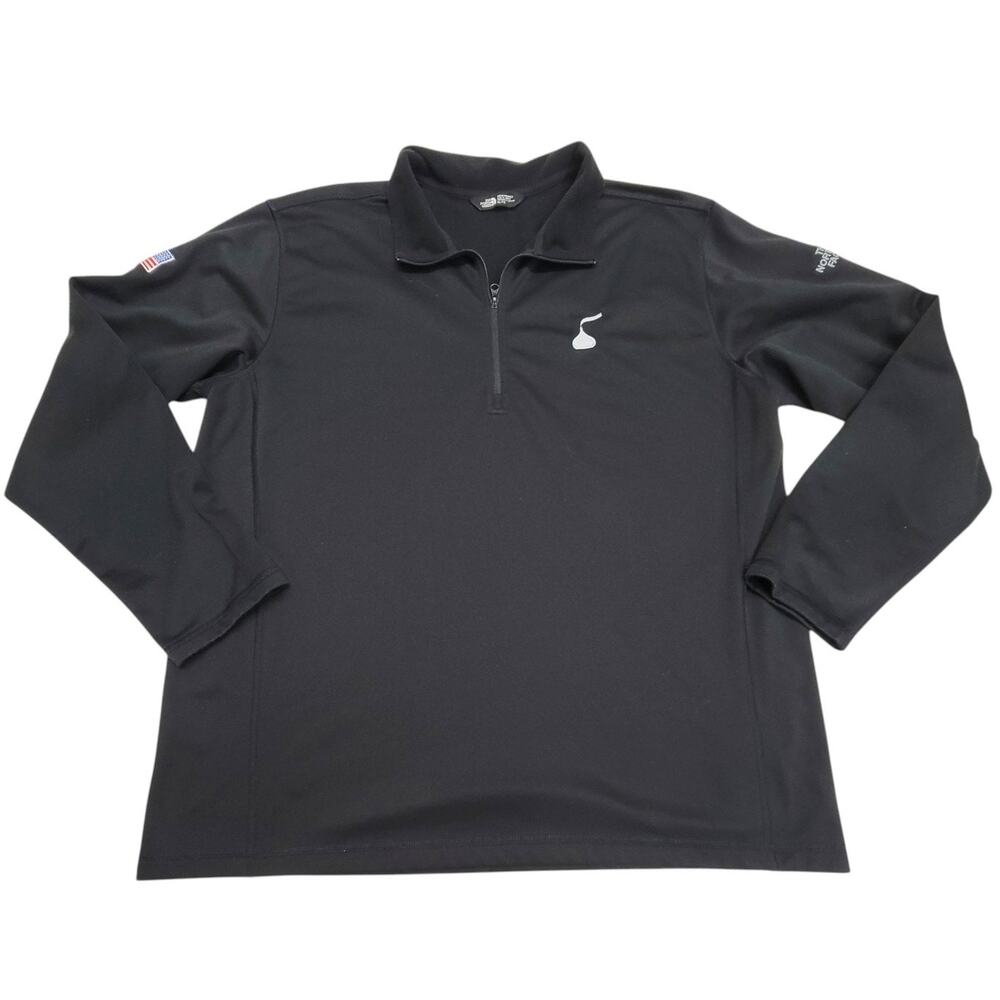 The North Face Mens XL 1/4 Zip Fleece Pullover Hershey Kiss USA Flag Black READ
